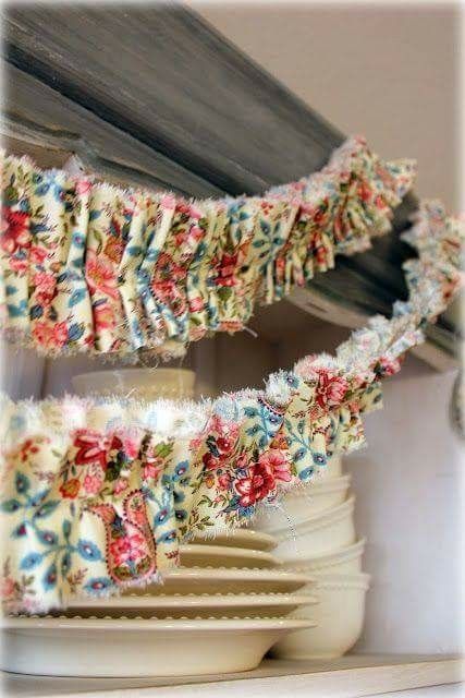 How To Make A Ruffle, Shabby Chic Party, Scrap Fabric Projects, Scrap Busters, Tent Decorations, Fabric Garland, Ruffle Fabric, Banners Buntings, Fabric Bunting