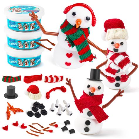 PRICES MAY VARY. SUPER VALUE PACK. The perfect way to add a personal touch to your holiday decorations! With nine delightful accessories included in each snowman kit, you have all you need to build three charming snowmen. The parts include hats, scarves, earmuffs, buttons, carrot noses, eyes, mouth & arms. Each snowman can be personalized to your heart's content. CREATE SPECIAL HOLIDAY MEMORIES. Get ready for hours of creative fun as you design and assemble your unique DIY Christmas snowman deco Arts And Craft Activities, Christmas Arts, Snowman Craft, Christmas Craft Kit, Diy Snowman, Stocking Stuffers For Kids, Arts And Craft, Snowman Christmas, Christmas Craft