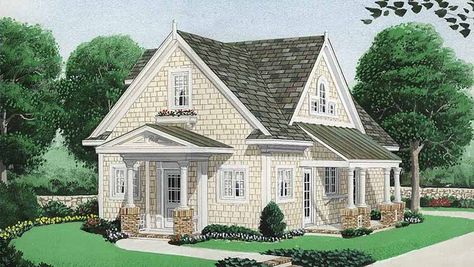 Country House Plan with 1035 Square Feet and 2 Bedrooms from Dream Home Source | House Plan Code DHSW72786 Shack House, Country Cottage Homes, Victorian House Plans, Farmhouse Floor Plans, Cottage Floor Plans, French Doors Exterior, Shingle Style Homes, Serving Bar, Small House Floor Plans