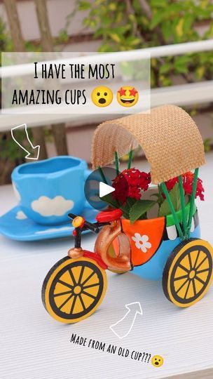 Craft With Tea Cups, Tea Cup Clay Art, Waste To Best Craft, Plastic Cups Crafts, Tea Cup Crafts Diy, Tea Cup Crafts, Tea Cup Diy, Waste Out Of Best, Art From Waste