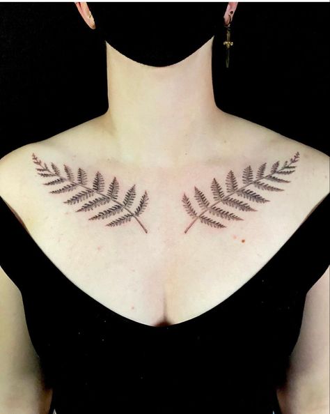 Tattoo Collarbone, Tattoo Collar Bone, Fern Tattoo, Collar Bone, Lotus Flower Tattoo, Leaf Tattoos, Maple Leaf Tattoo, Fern, Flower Tattoo