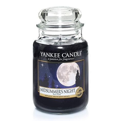 Yankee Candle Large Jar Scented Candle, Midsummer's Night, Up to 150 Hours Burn Time: Amazon.co.uk: Kitchen & Home Night Jar, Yankee Candle Scents, Candle Night, Glass Jars With Lids, Large Jar, Large Candles, Fragrance Design, Scented Wax, Yankee Candle