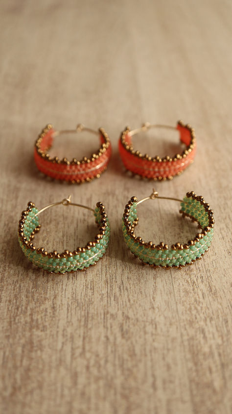 Learn how to make these cute beaded hoop earring with a step-by-step tutorial from Snails and Fairy Dust Tiny Bead Earrings Diy, Earring Diy Handmade, How To Earrings, How To Make Beaded Hoop Earrings Tutorials, Beaded Earrings Hoop, Seed Pearl Earrings, Hoops With Beads, How To Make Seed Bead Earrings Tutorial, Beading Ideas Jewelry Handmade