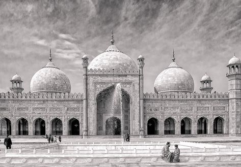 Badshahi Mosque Sketches | Monochrome Friday – All downhill from here Badshahi Mosque Sketch, Masjid Illustration, Badshahi Masjid, Mosque Drawing, Truck Art Pakistan, Badshahi Mosque, Summer Room Decor, Summer Room, Drawing Architecture