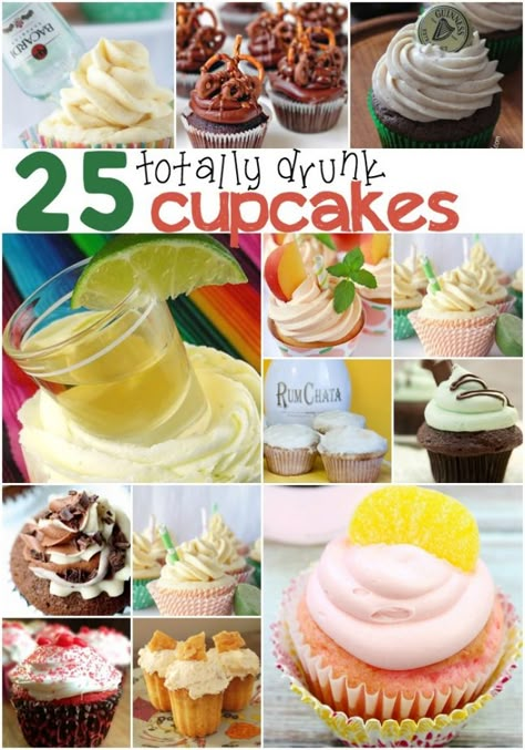 Liquor Cupcakes, Boozy Cupcakes Recipes, Drunken Desserts, Alcoholic Cupcakes, Boozy Baking, Boozy Cupcakes, Alcoholic Desserts, Boozy Desserts, Cupcake Flavors