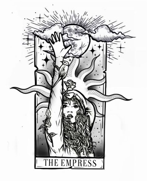 Egyptian Tattoo Sleeve, Empress Tarot Card, Tarot Card Tattoo, Tarot Tattoo, Card Tattoo Designs, Empress Tarot, Spiritual Tattoos, Card Tattoo, Tarot Cards Art