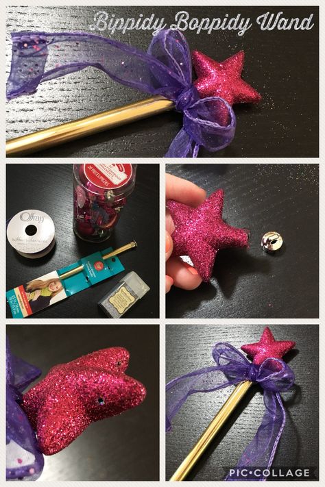 DIY Bippidy Boppidy Boutique glitter dispensing pixie dust wand. All supplies can be found at Walmart. Be sure to use size US 15/10 mm knitting needles and the Holiday Time package of 20 mini shatterproof ornaments. I didn’t even use glue - fit perfectly once I pried the top of the knitting needle off! Tinkerbell Wand Diy, Disney World Pixie Dust Gift Ideas, Pixie Dust Ideas For Disney, How To Make Pixie Dust, Fairy Dust Necklace Diy, Bippity Boppity Boutique, Bibbidi Bobbidi Boutique, Princess Wands, Disney Cruise Vacation