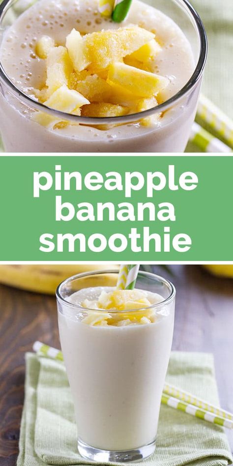 This super simple 3 ingredient Pineapple Banana Smoothie, filled with a tropical punch of flavor, is perfect for whipping up for an easy breakfast or afternoon pick-me-up. Banana Pineapple Smoothie, Pineapple Banana Smoothie, Pineapple Smoothie Recipes, Great Dinner Ideas, Tropical Punch, Pineapple Smoothie, Banana Smoothie, 3 Ingredient, Easy Breakfast