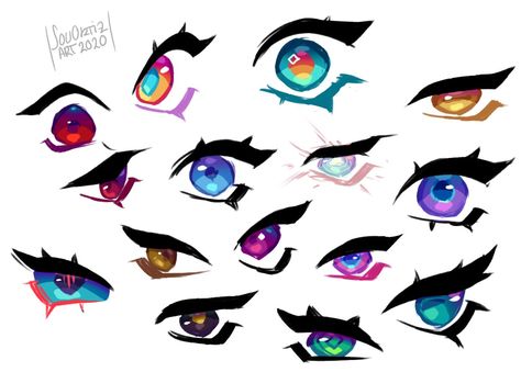 Stylised Eyes Drawing, Heterochromia Character Design, Collab Art Base 2 Friends, How To Color Eyes, Eyes Art Styles, Stylized Eyes, Oc Eyes, Eye Practice, Character Eyes