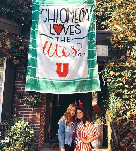 Chi omega sorority Greek life go Greek home back to school decor friends college banner university of Utah game day sports Tailgate Banner Sorority, Gameday Banner Sorority, Football Sorority Banner, Sorority Homecoming Banners, Greek Week Banner, Gameday Banner, Game Day Banner, Homecoming Banner, Sorority Signs