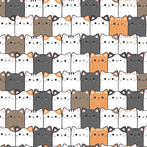 Tessalations Patterns Ideas, Doodle Paper, Cozy Critters, Paper Patterns Design, Tessellation Patterns, Weaving Patterns Design, Cat Text, Square Drawing, Cute Cat Pattern