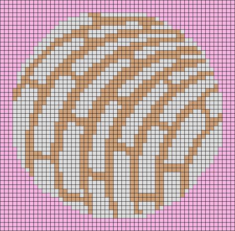 Mexican Pixel Art, Mexican Crochet Pattern, Food Alpha Pattern, Conchas Pan, Mexican Crochet, Mexican Sweet Bread, Ideas Cuarto, Bread Pastry, Crochet Grid