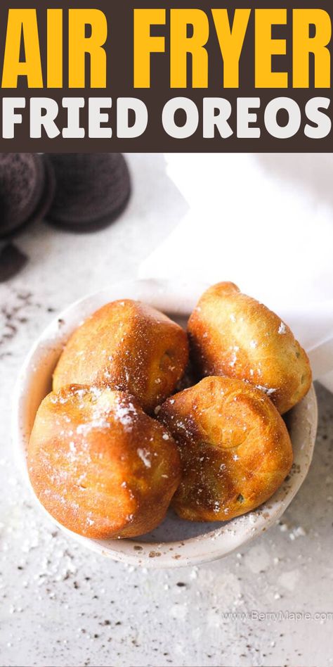 Fries Oreos, Air Fryer Fried Oreos, Air Fried Oreos, Oreos Dessert, Fantastic Dessert, Fried Oreo, Air Fryer Fries, Air Fryer Dessert, Desserts With Few Ingredients