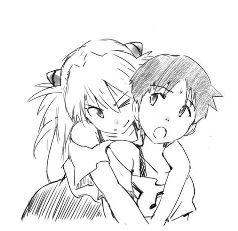 Asuka X Shinji, Shinji And Asuka, Evangelion Asuka, Genesis Evangelion, The Good, Tumblr, Anime, Black