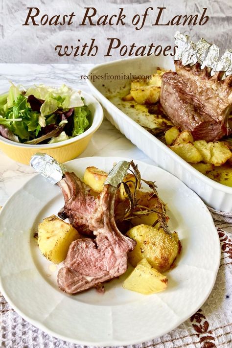 Lamb With Potatoes, Lamb Sides, Lamb Side Dishes, Roast Rack Of Lamb, Italian Meat Recipes, Seasonal Vegetables, Italian Meats, Lamb Dishes, How To Roast