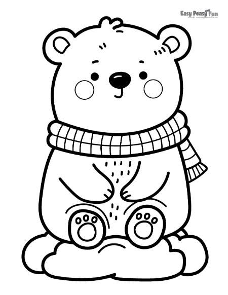 Cute baby polar bear sitting on a pile of snow to color. Winter Themed Coloring Pages, Polar Bear Color, Polar Bear Coloring Page, Polar Bear Drawing, Polar Bear Images, Penguin Coloring Pages, Fnaf Coloring Pages, Printable Flower Coloring Pages, Baby Polar Bears