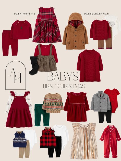 Brother Sister Christmas Outfits, Christmas Baby Outfits Girl, Christmas Kids Outfits, Baby Holiday Outfits, Christmas Pictures Kids, Red Christmas Outfit, Christmas Pictures Outfits, Kids Winter Outfits, Xmas Dress