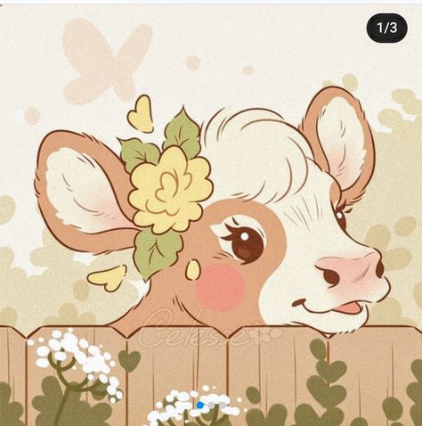 Aesthetic Cow Drawing, Cute Cow Drawing, Farm Drawing, Aesthetic Cow, Cow Artwork, Cottage Core Art, Cow Drawing, Sticker Design Inspiration