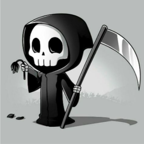 Grim Reaper Cartoon, Grim Reaper Drawing, Reaper Drawing, Bull Skull Tattoos, Cute Monsters Drawings, Grim Reaper Tattoo, Reaper Tattoo, Grim Reaper Art, Skeleton Drawings