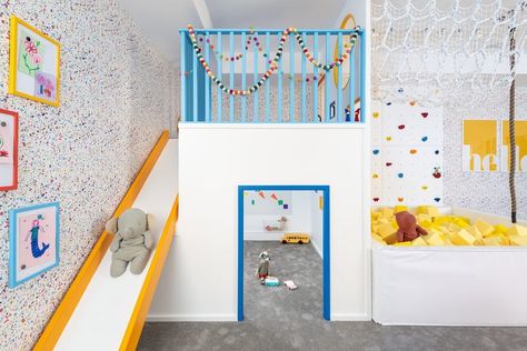 Playroom Slide, Active Playroom, Kids Indoor Playhouse, Indoor Slide, Playhouse With Slide, Playroom Table, Indoor Playroom, Basement Playroom, Kids Indoor Playground