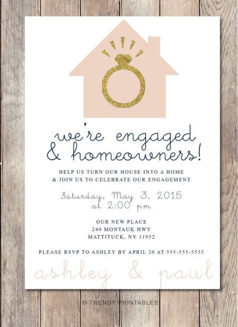 Engagement Party Invitation Housewarming Party by TrendyPrintables #weddingpartyinvitations #wedding #party #invitations #guest #list Invitation Housewarming, House Party Wedding, Wedding Reception At Home, Invitations Engagement, We're Engaged, Housewarming Party Invitations, Hosting Occasions, Jamaica Wedding, Wedding Reception Invitations