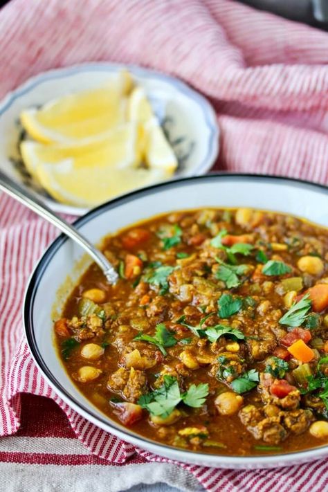 Lamb Lentil Stew, Lamb Soup Recipes, Vegetable Beef Soup Instant Pot, Beef Soup Instant Pot, Vegetable Beef Soup Recipes, Morocco Recipes, Lentil And Chickpea Soup, Soup Recipes Homemade, Instant Pot Vegetable Beef Soup