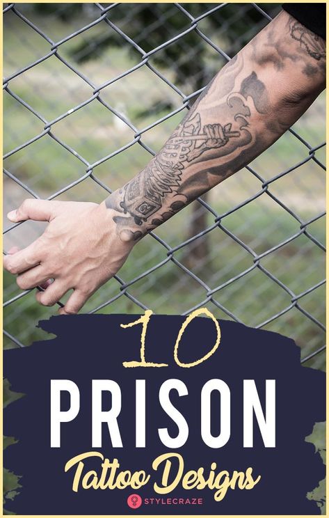 Top 10 Prison Tattoo Designs #tattoo #designs #bodyart Prison Sleeve Tattoos, Prison Tattoo Ideas For Men, Correctional Officer Tattoo, Prison Tattoos Ideas, Jail Tattoos, Remembrance Tattoos, Omerta Tattoo, Single Line Tattoo, Prison Tattoos