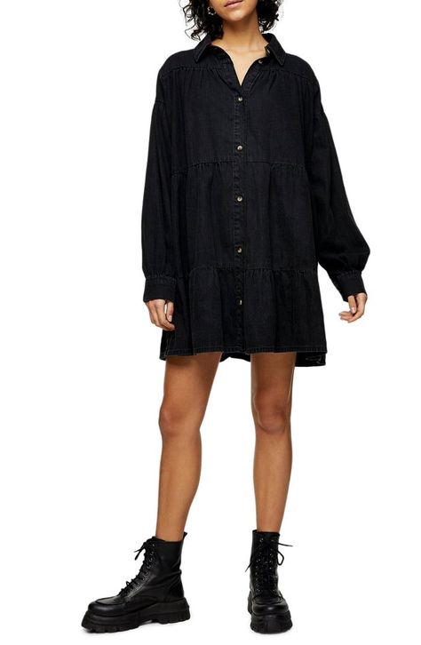 Shirtdress Outfit, Kim Dress, Shirt Dress Outfit, Classic Shirt Dress, Outfit Formulas, Denim Shirt Dress, Denim Button Down, Mini Shirt Dress, Black Shirt Dress