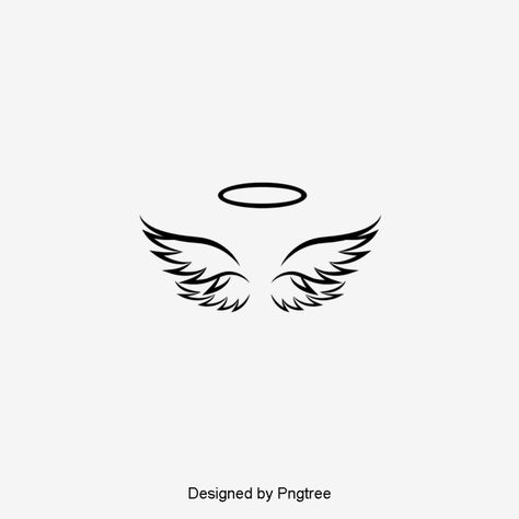 minimalist,black and white,silhouette,angel,wings,heaven,hand painted,cute,elements,template,illustration,angel clipart,cute clipart,wings clipart,silhouette clipart Simple Angel Wings, Angle Wing Tattoos, Tato Maori, Black And White Silhouette, Wing Tattoo Designs, Tattoo Zeichnungen, Angel Wings Tattoo, Wing Tattoo, Angel Tattoo Designs