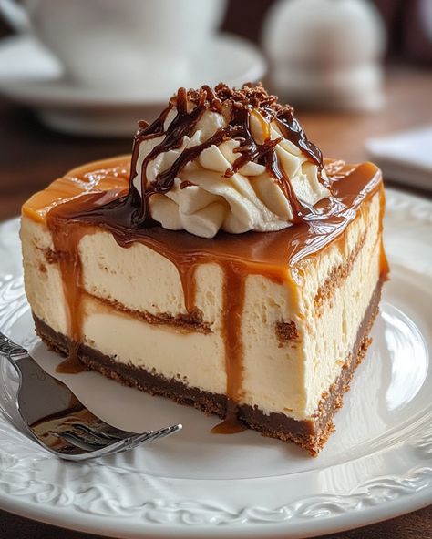 "I can't believe how creamy and delicious this Caramel Macchiato Cheesecake turned out! Perfect for coffee lovers.   Ingredients:  - 1 cup crushed graham crackers - 2 cups cream cheese - 1 cup caramel sauce   For the rest of the ingredients and directions, link in first comment [👇] [👇]  This cheesecake brings together the best of coffee and dessert in one heavenly bite. Your taste buds will be dancing with joy! Don't forget to share it with friends or they might miss out on a real treat.  #CheesecakeMagic #CoffeeLovers #DessertDelight #CaramelHeaven #BakingFun" Cibo Aesthetic, Cooking Vibes, Coffee And Dessert, Caramel Macchiato, Food Therapy, Cute Food Art, Coffee Dessert, Human Food, Alcohol Drink Recipes