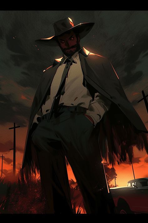 Black Cowboy Character Design, Future Cowboy, Cowboy Anime, Cowboy Character Design, Cowboy Suit, Black Anime Guy, Cowboy Romance, Dark Warrior, Graphic Novel Art