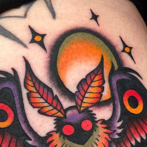 Rawr Tattoo, Cryptid Tattoo Ideas, Cryptid Tattoo, Mothman Tattoo, Horror Sleeve, Dark Whimsical, The Mothman, Whimsical Tattoos, Monster Tattoo