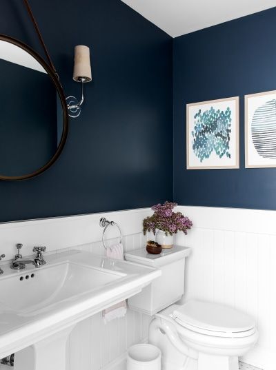 Navy Bathroom, Bathroom Remodel Cost, Cute Dorm Rooms, Trendy Bathroom, Small Bathroom Design, White Rooms, Bath Room, Bathroom Colors, Painting Bathroom