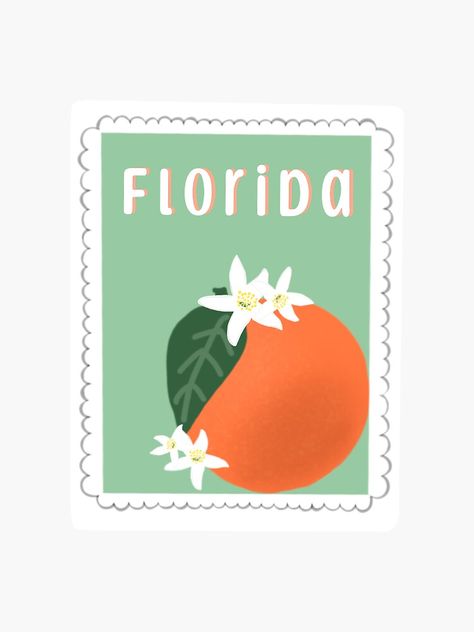 Florida Stickers, Convention Gifts, Florida Oranges, Painting Inspo, Travel Stickers, Sunshine State, Scrapbook Stickers, Printable Stickers, Travel Art