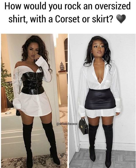 Fashion Outfits2023, Breeny Lee, Skirt Outfits Black Women, Under Corset, Outfits For Winter, Corset Outfits, Bottomless Mimosas, Shirt Outfits, 90s Fashion Outfits