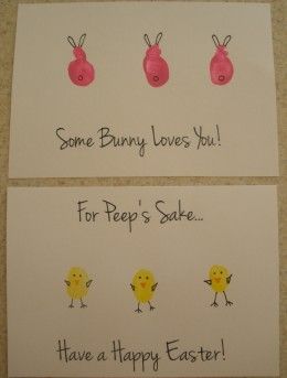 Easter bunny and chick finger print cards,   perfect to make with toddlers Card Making For Kids, Diy Easter Cards, Bunny Cards, Fingerprint Cards, Egg Card, Easter Cards Handmade, Print Cards, Some Bunny Loves You, Crafts Easter