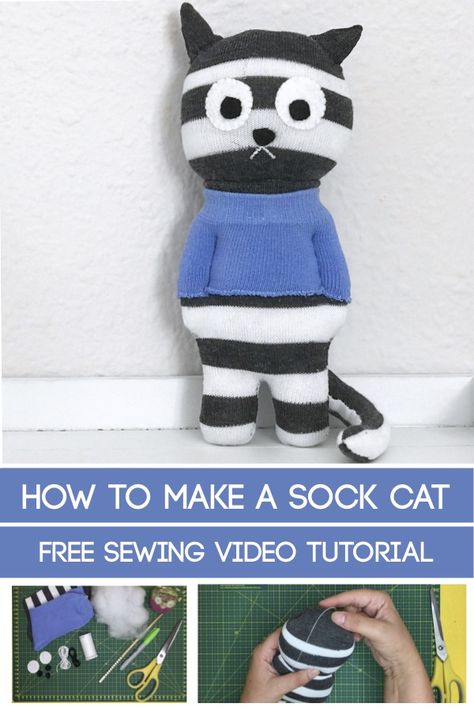 Sock Animals Diy, Sock Cat, Diy Sock Toys, Sock Animals Patterns, Daisy Patterns, Sock Puppets, Sock Dolls, Sock Doll, Sock Toys