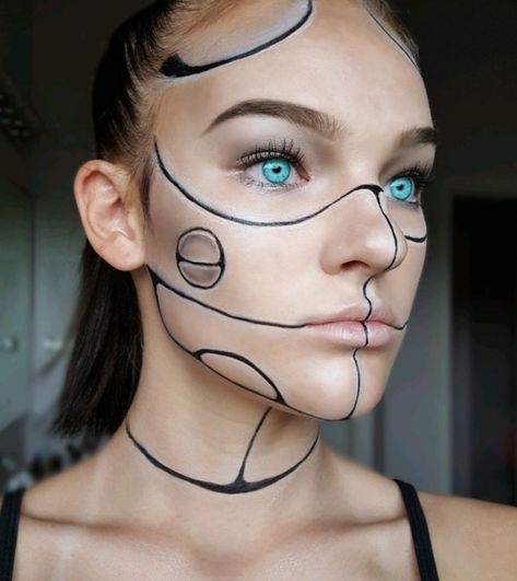 Robot Makeup, Cyberpunk Makeup, Alien Cosplay, Futuristic Makeup, Creepy Halloween Makeup, Work Makeup, Glasses Makeup, Halloween Makeup Tutorial, Cyberpunk Fashion