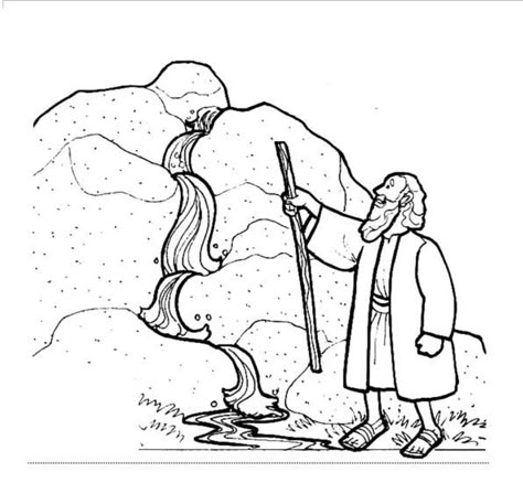 moses and the water from the rock,water from the rock Bible Study Exodus, Water Worksheet, Moses Bible, Bible Class Activities, Bible Coloring Sheets, Sunday School Coloring Pages, Sunday School Crafts For Kids, Bible Printables, Bible School Crafts