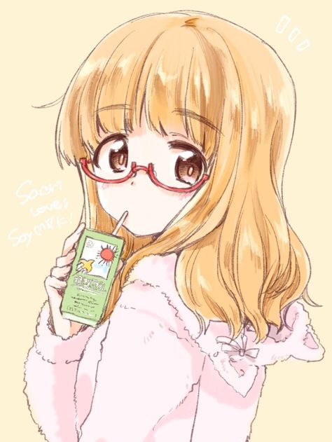 Juice Box Reference, Box Reference, Juice Box, Juice Boxes, Hair Food, Pink Coat, Girls With Glasses, Orange Background, Orange Hair