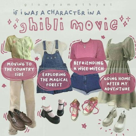 Ghibli Characters Outfits, Studio Ghibli Inspired Makeup, Studio Ghibli Fashion Aesthetic, Ghiblicore Fashion, My Aesthetic Board, Ghibli Aesthetic Outfit, Ghibli Core Outfit, Characters Inspired Outfits, Studio Ghibli Inspired Outfits