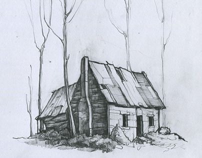 Ruins Drawing, Inspirational Paintings, Landscape Pencil Drawings, Scary Photos, Forest Drawing, Inktober 2024, Group Project, House Illustration, House Drawing