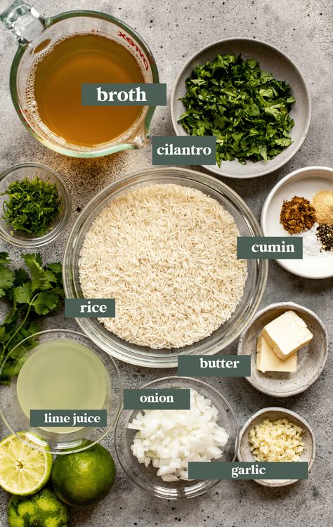 Better than Chipotle's Cilantro Lime Rice. It's so easy to make and pairs perfectly with Mexican and Asian food and is great in burritos! #cilantrorice #easyrice #chipotlerice #jasminerice Cilantro Garlic Rice, White Cilantro Lime Rice, Like Cilantro Rice, Mexican Cilantro Lime Rice, Cilantro Lime Basmati Rice, Cilantro Rice Bowl, Best Cilantro Lime Rice Recipe, Peruvian Cilantro Rice, Chipotle Cilantro Lime Rice Recipe