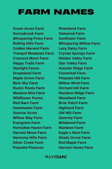 500+ Best Farm Names You Can Use Names For Farms, Stardew Farm Names, Homestead Names, Farm Names Ideas, Farm Name Generator, Largest Chicken Breed, Farm Names, Stardew Farms, Ranch Estate