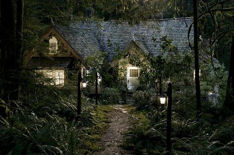 "Breaking Dawn 2:" Bella and Edward's Honeymoon Cottage Anyone who says they're NOT drooling over this house is a LIAR!!! lol Twilight Cottage, A House In The Woods, Twilight House, Bella Y Edward, Forest Cottage, Breaking Dawn Part 2, Twilight Breaking Dawn, Cottage Shabby Chic, Twilight Film