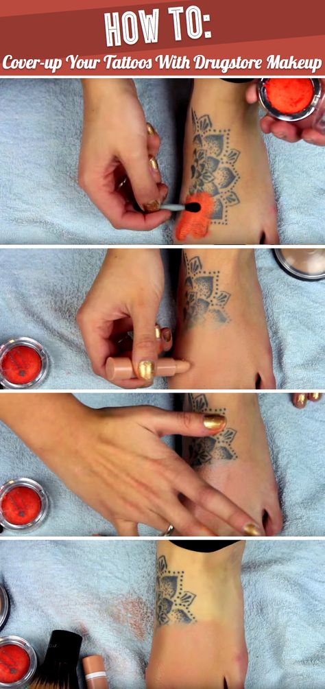 Here’s A Technique To Magically Cover-up Your Tattoos With Drugstore Makeup Tattoo Makeup Coverup, Catrina Tattoo, Cute Diy Projects, Disney Tattoo, Makeup Tattoos, Tattoo Cover-up, Wrist Tattoo, Cover Up Tattoo, Tattoos For Daughters