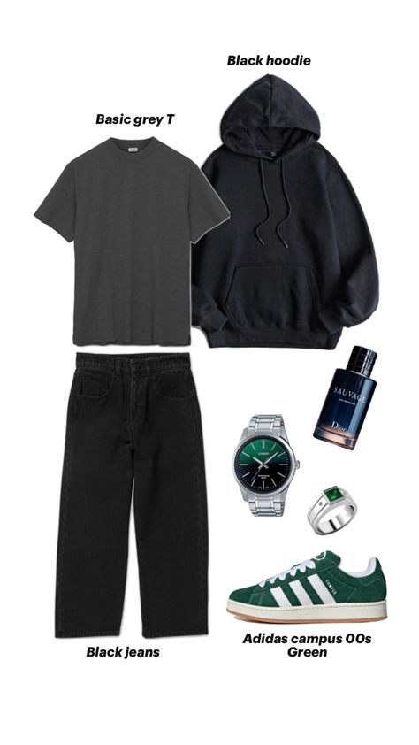 Outfit inspo with adidas campus 00s green for men Adidas Campus 00s Green, Athleisure Outfits Men, Adidas Outfit Men, Outfit Campus, Sneakers Outfit Men, Streetwear Ideas, Campus Outfit, Black Suit Men, Adidas Campus 00s