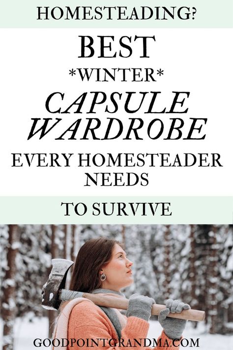 Are you homesteading or farming? What clothing do you wear to do the chores, projects, and activities around the homestead in the winter? Be sure these clothing items are in your winter homesteading capsule wardrobe! Our family has found these pieces to be both practical and essential to surviving those cold winter months. Check out how to create the winter capsule wardrobe on the homestead here... #homesteading #winter #capsulewardrobe #clothing #closet #homesteader #farmer #minimal #declutter Clothing Closet, Winter Wardrobe Essentials, Snow Accessories, Warm Winter Jackets, Winter Capsule, Simpler Lifestyle, Work Jeans, Winter Capsule Wardrobe, The Homestead