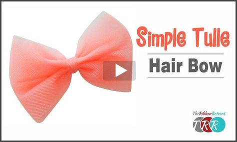 Simple Tulle Hair Bow, YouTube Video - The Ribbon Retreat Blog Cricut Bows, Fabric Bow Tutorial, Tulle Hair Bow, 80's Prom, Tulle Hair Bows, Ribbon Sculptures, Circle Flower, Flower Hair Bows, Diy Tutu