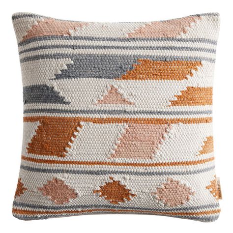 Ivory And Coral Chindi Cotton Throw Pillow by World Market Coral Throw Pillows, Peach Pillow, Strawberry Soda, Southwestern Pillow, Coral Pillows, Navy Pillows, Soda Water, Natural Pillows, Blue Throw Pillows